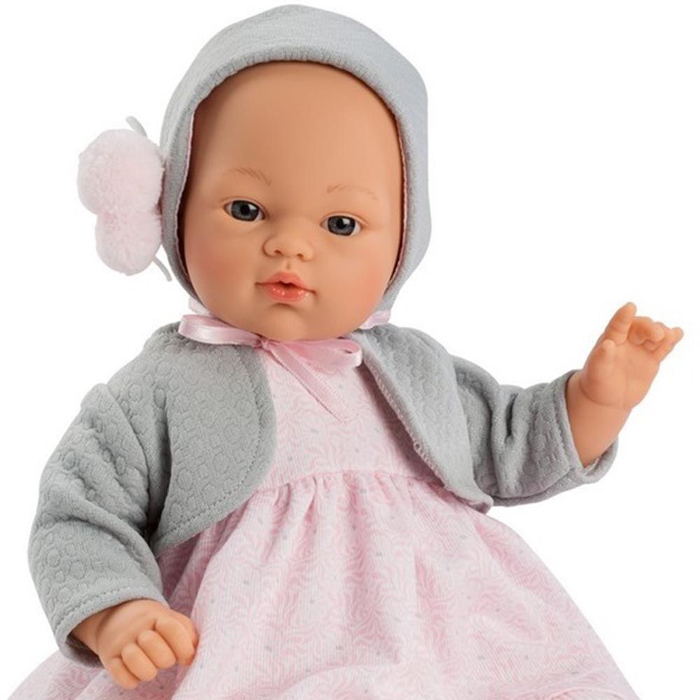 Кукла-бебе Коке, с розова рокля и сива жилетка