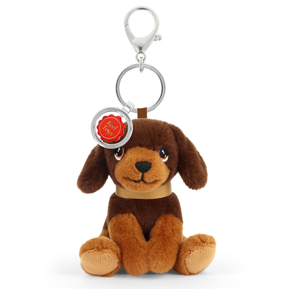 Keel Toys, Плюшена играчка с клипс за раница, Дакел, 12 см.
