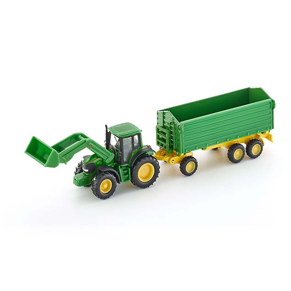 Siku, Трактор John Deere с челен товарач и ремарке