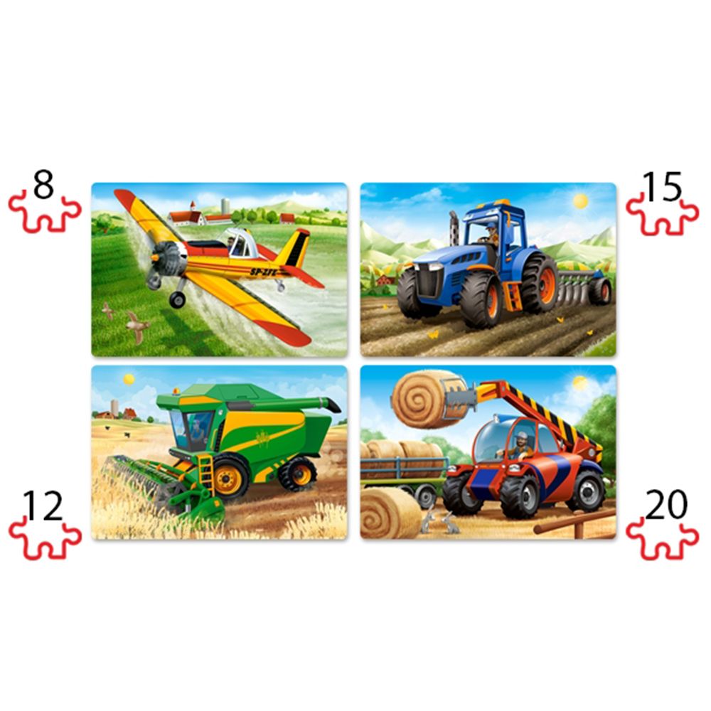 Земеделски машини, пъзел с 8, 12, 15 и 20 елемента