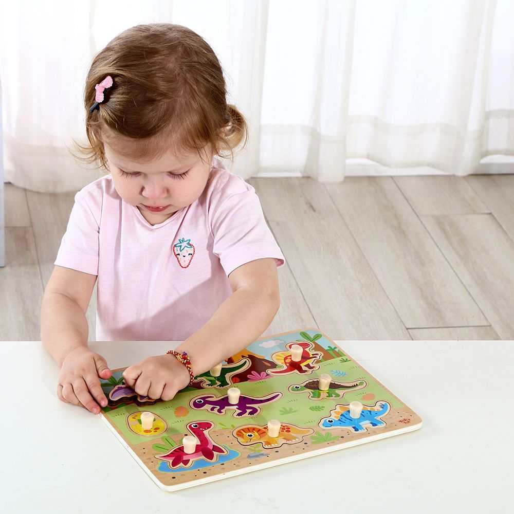 Дървен пъзел с дръжки, Динозаври