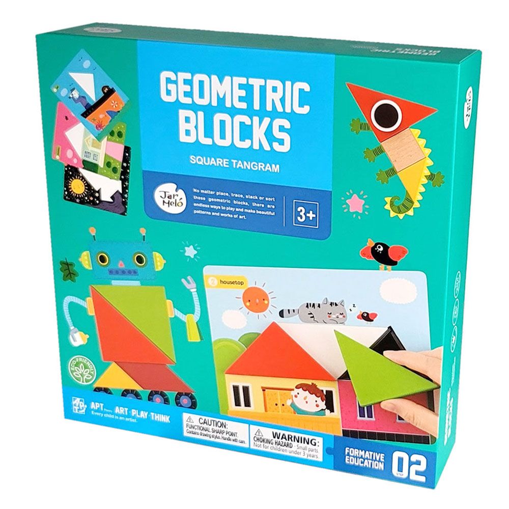Jarmelo, Танграм квадрат - задачи с цветни геометрични дървени фигури