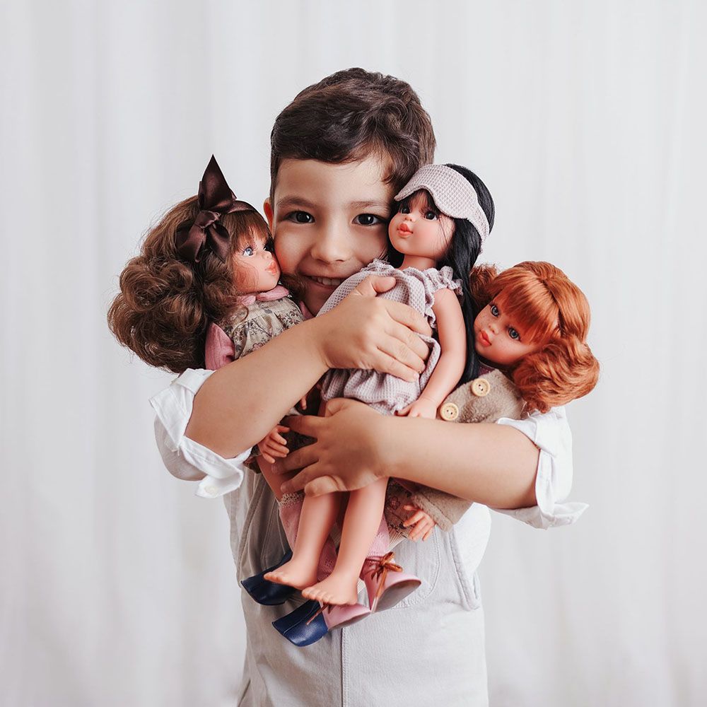 Кукла Сабрина, с цветна рокля и дълги розови чорапи, 40 см