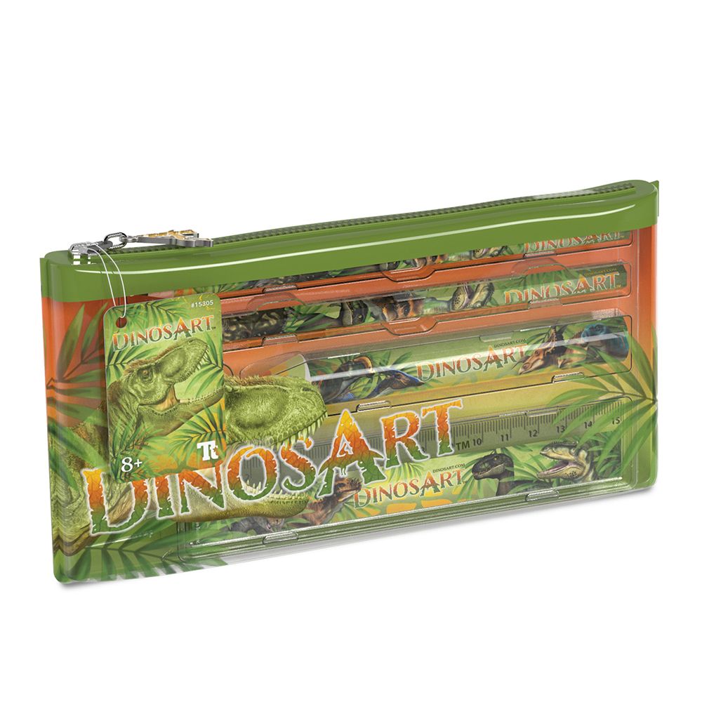DinosArt, Комплект с ученически принадлежност с несесер, Динозаври
