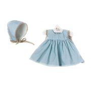 Рокличка и шапка, сини, за кукла Мария, 43 см