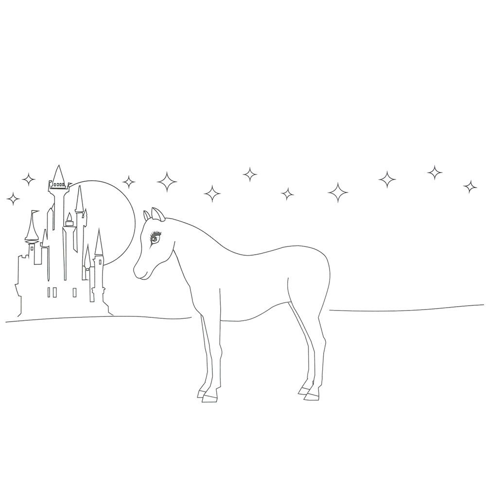 Книжка за рисуване със стикери и шаблони, Пони