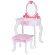 Детска дървена розова тоалетка, със столче, Точици