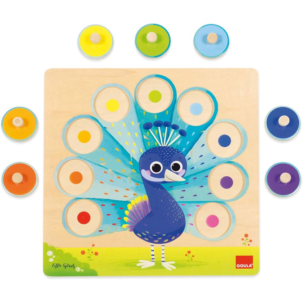 Дървен пъзел, Научи цветовете, Паун