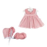 Рокличка на квадрати, шапка и гащички, за кукла Мария, 43 см