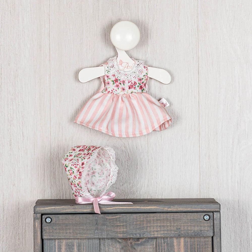 Шапка и рокля на цветя, за бебе Чикита, 21 см