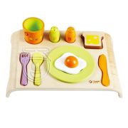 Дървен комплект за закуска в табличка