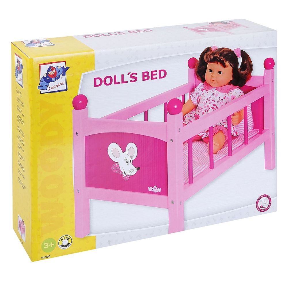 Дървено легло за кукли със завивка