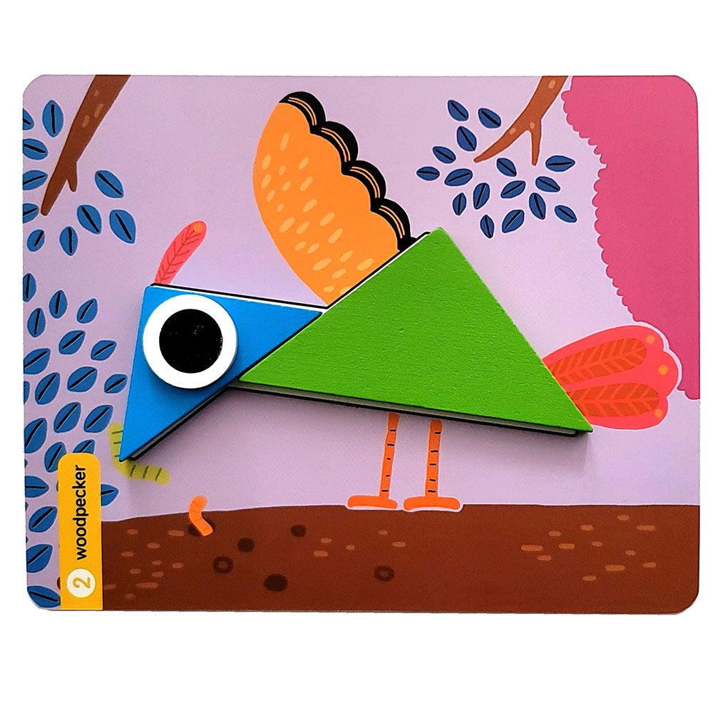 Танграм квадрат - задачи с цветни геометрични дървени фигури