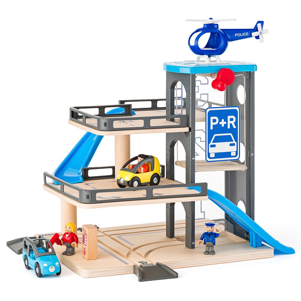 Woodyland, Дървен гараж, с колички и хеликоптер