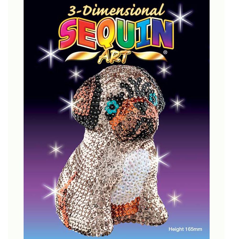 Sequin art, 3D фигурка от пайети, Мопс