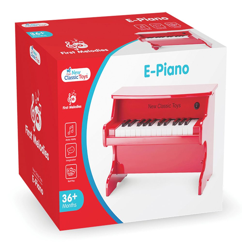 Детско дървено електронно пиано, червено