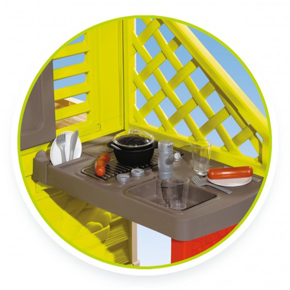 Детска пластмасова къща за игра, с кът за готвене