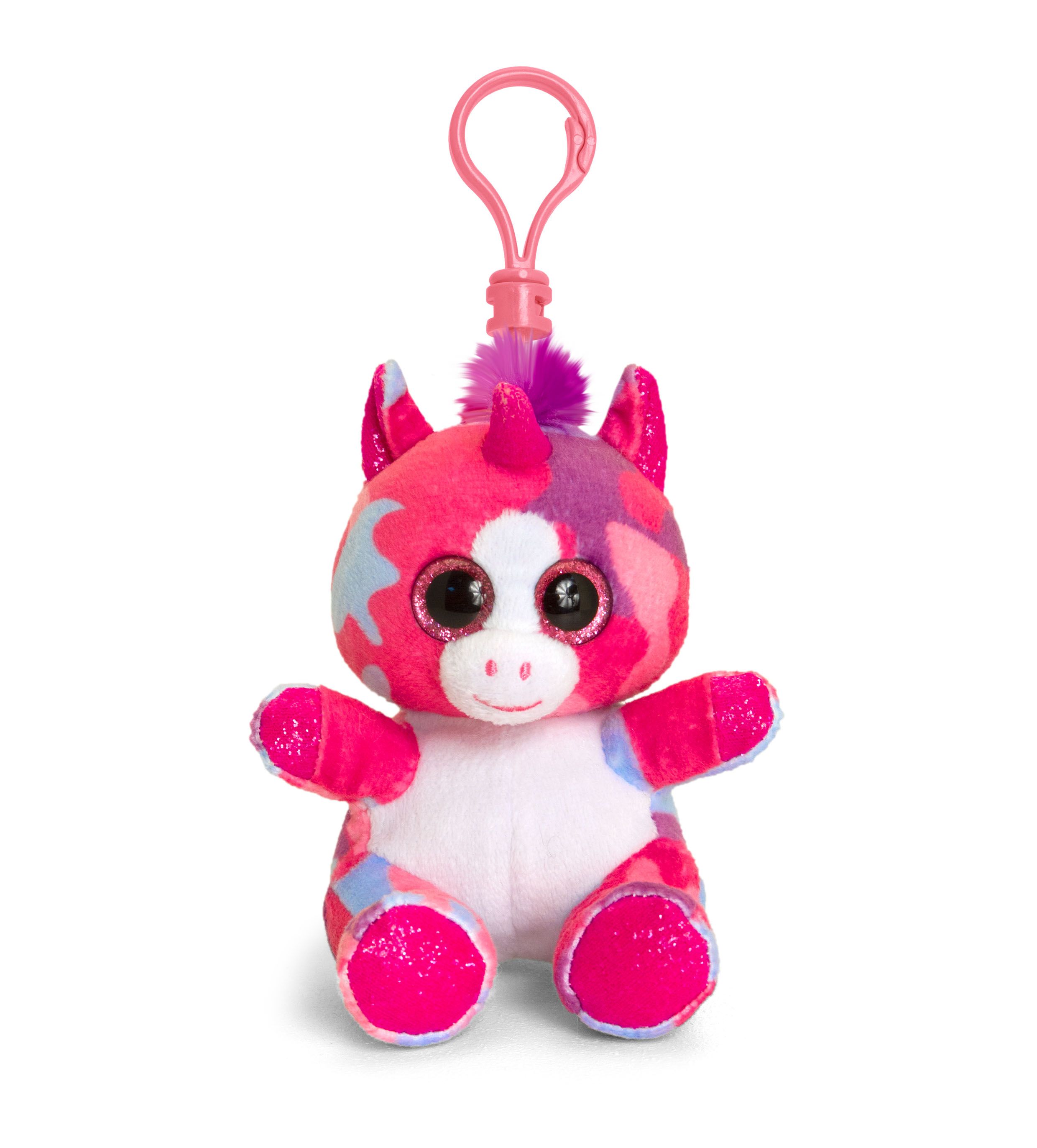 Keel Toys, Плюшена играчка с клипс за раница, Розов еднорог