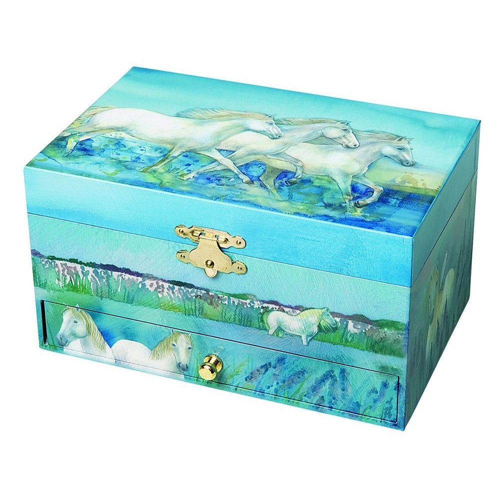 Trousselier, Голяма музикална кутия с чекмедже, Бели коне