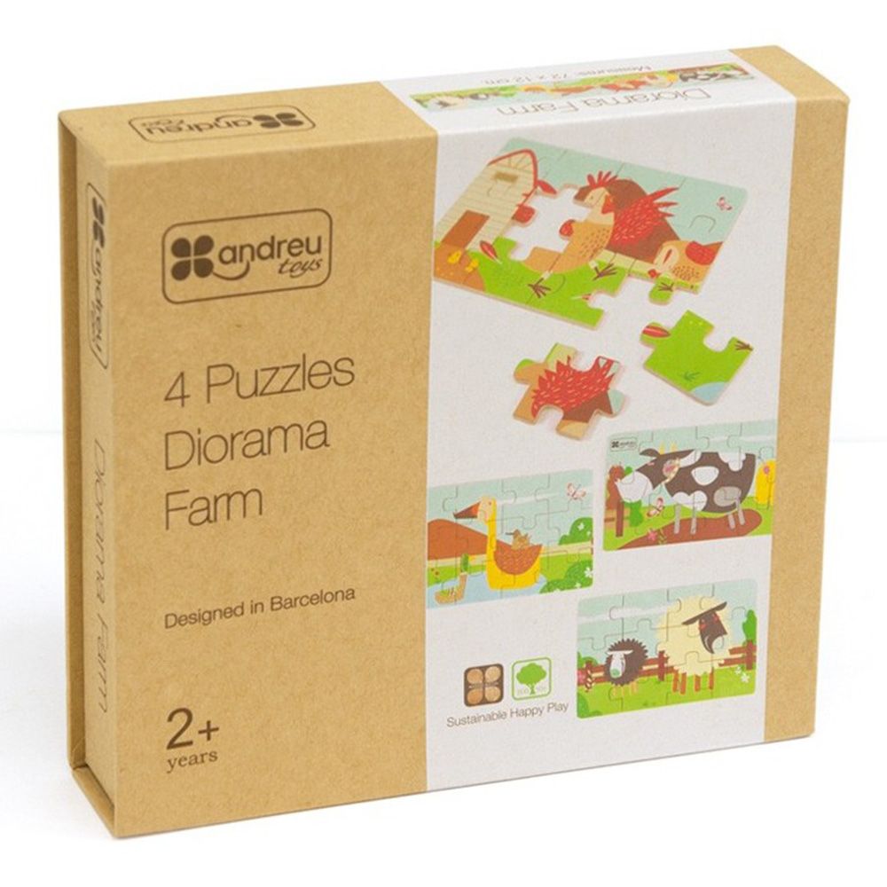 Andreu toys, 4 пъзела в кутия Ферма