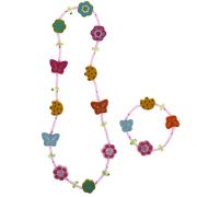 Комплект гривна с колие, Цветя