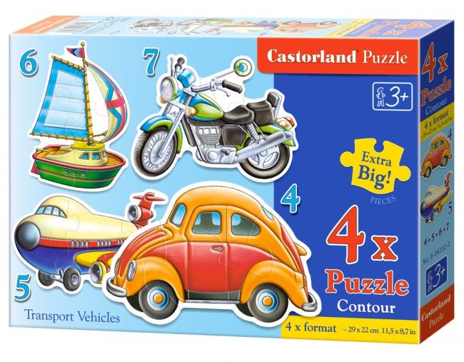 Castorland, Транспортни средства, пъзел с 4, 5, 6 и 7 части
