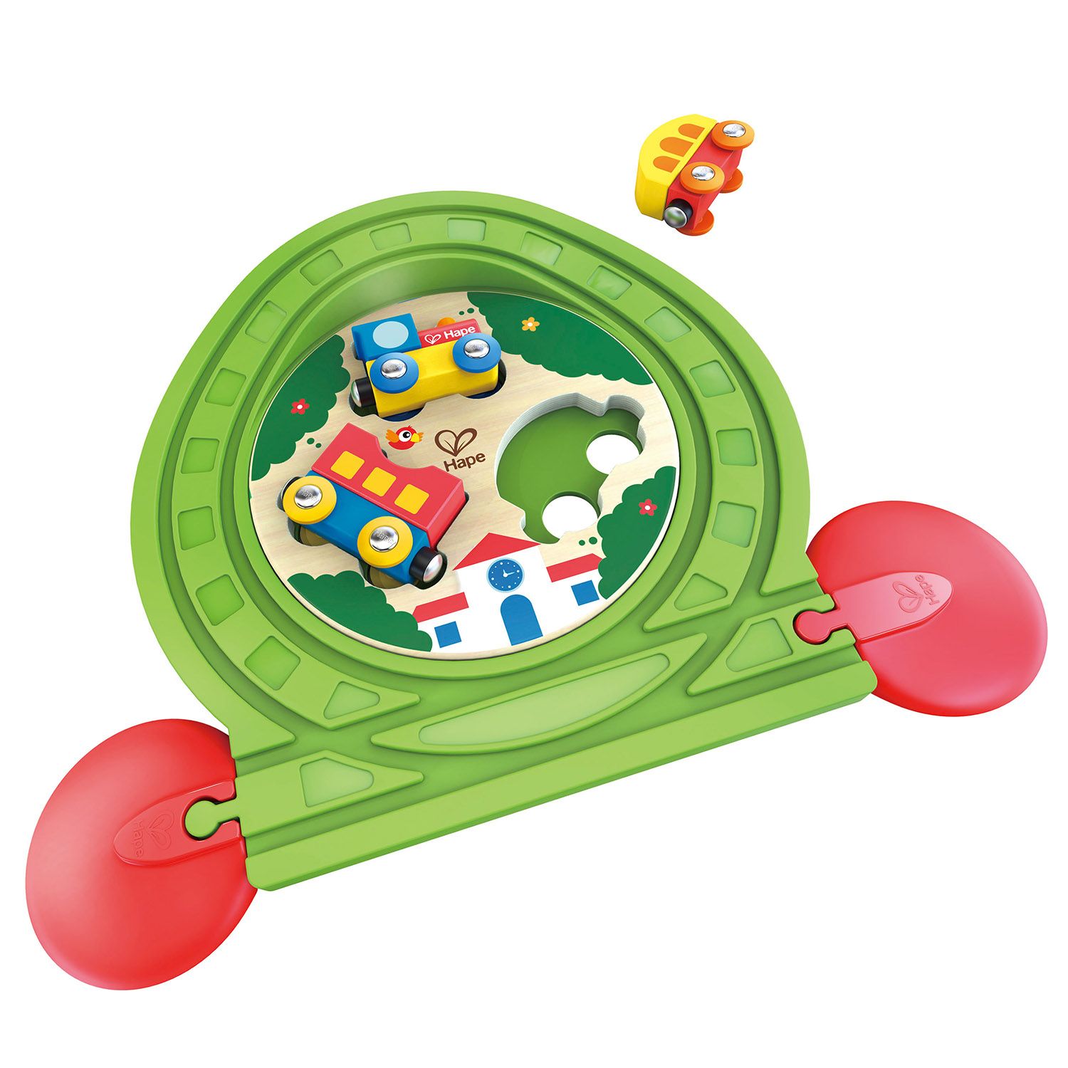 Hape, Дървен комплект 2 в 1, Влакче с релси и пъзел