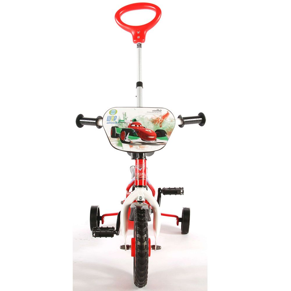 Велосипед с родителски контрол и помощни колела, Disney Cars, 10 инча