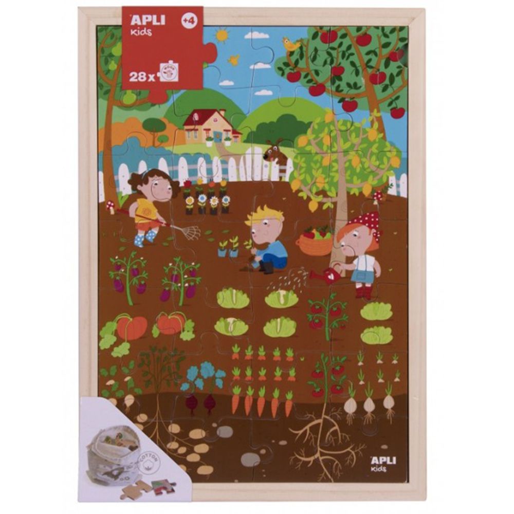 Apli kids, Дървен образователен пъзел в рамка, Есен в градината