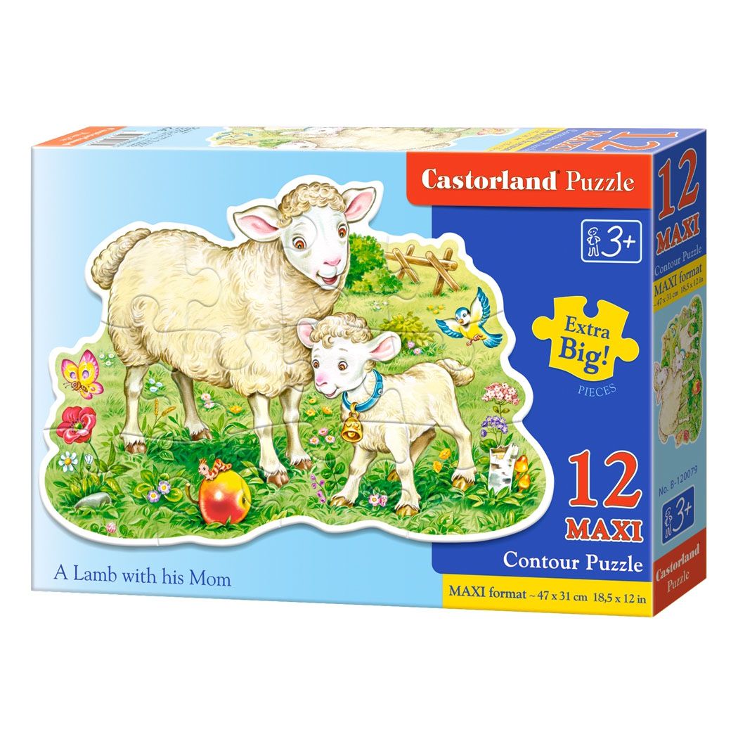 MAXI, Агънце с майка му, пъзел 12 части, Castorland