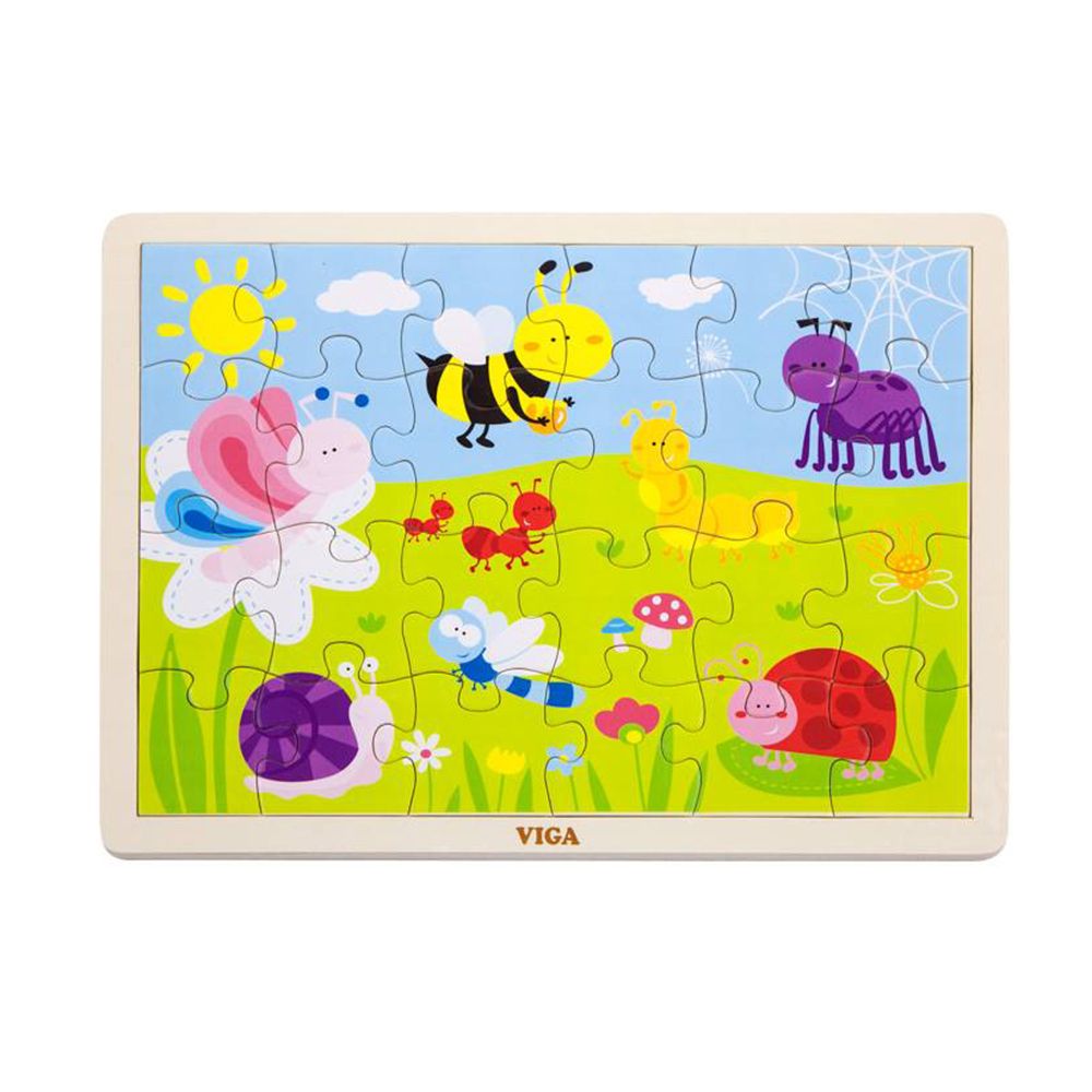 Viga toys, Дървен пъзел, Буболечки, 24 елемента