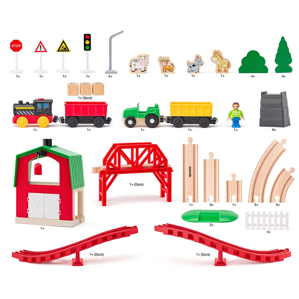 Дървено влакче с релси, Ферма, 60 части