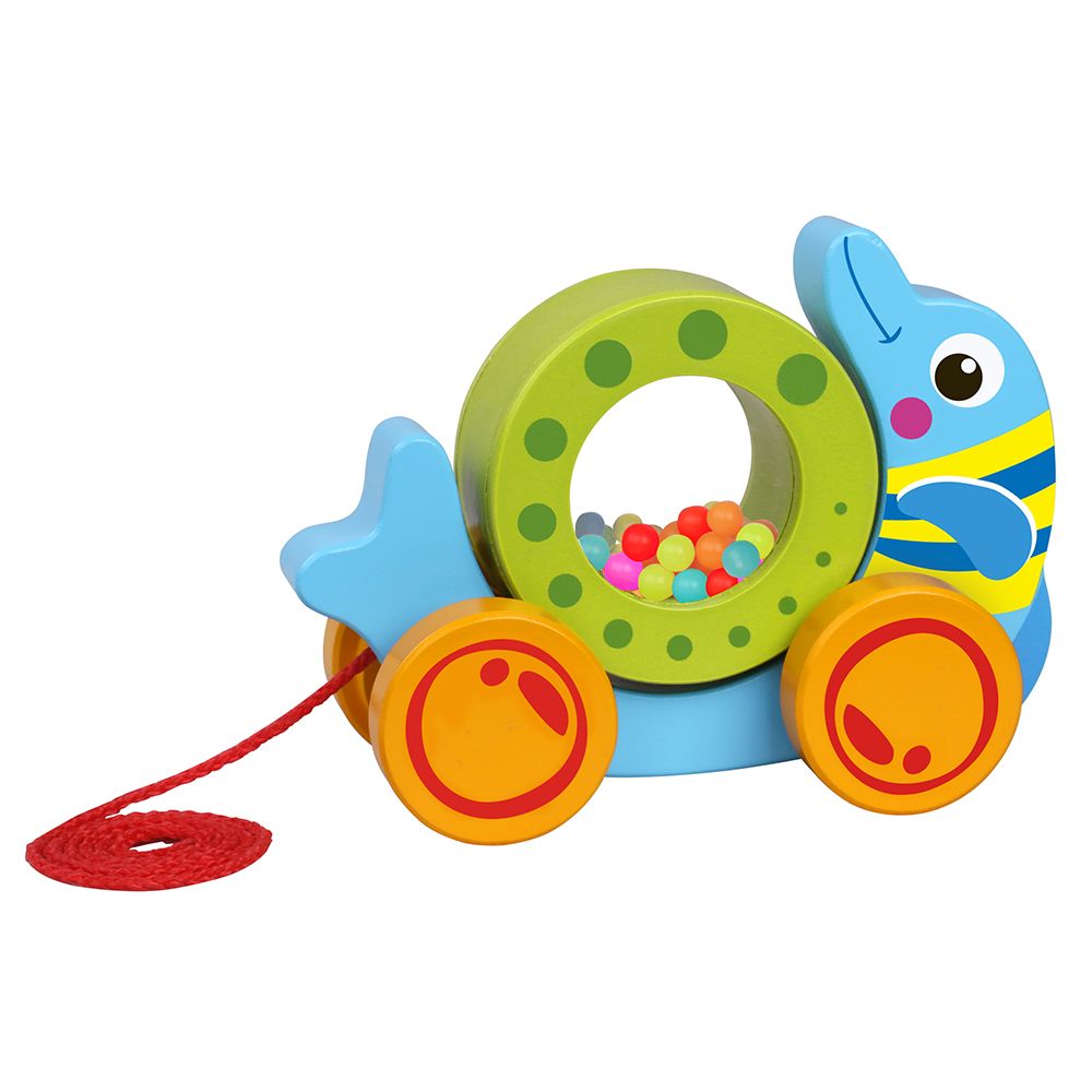 TookyToy, Дървена играчка за дърпане, Делфин с колело