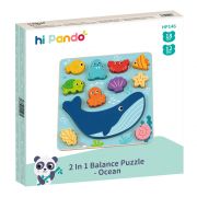 Дървен пъзел и игра за баланс, 2 в 1, Морско дъно