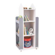 Детска секция с рафтове на 4 нива, Бяло и сиво