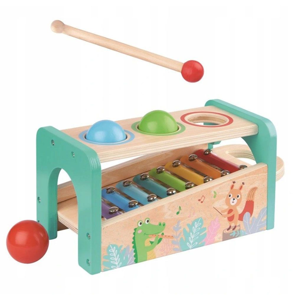 Музикален свят - бебешки ксилофон с чукче и топки