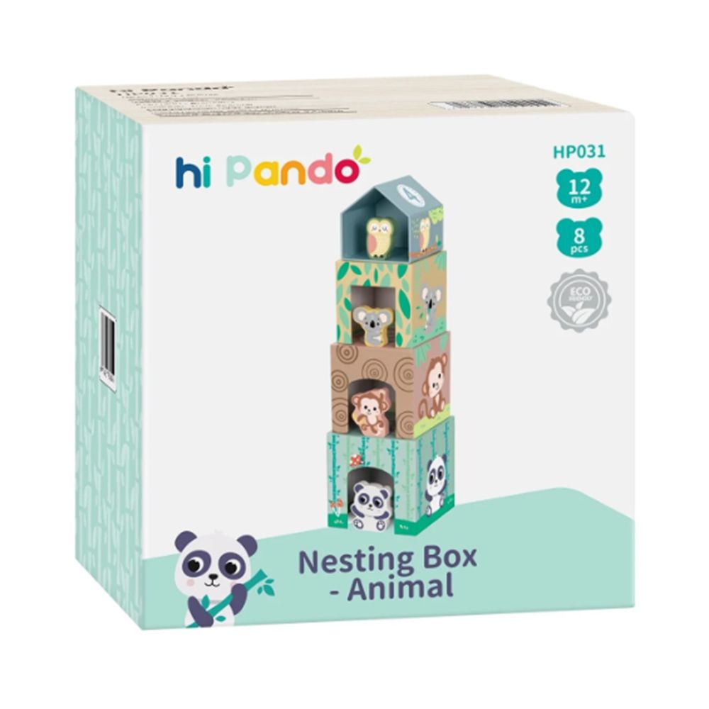 Картонени кубчета с дървени животни