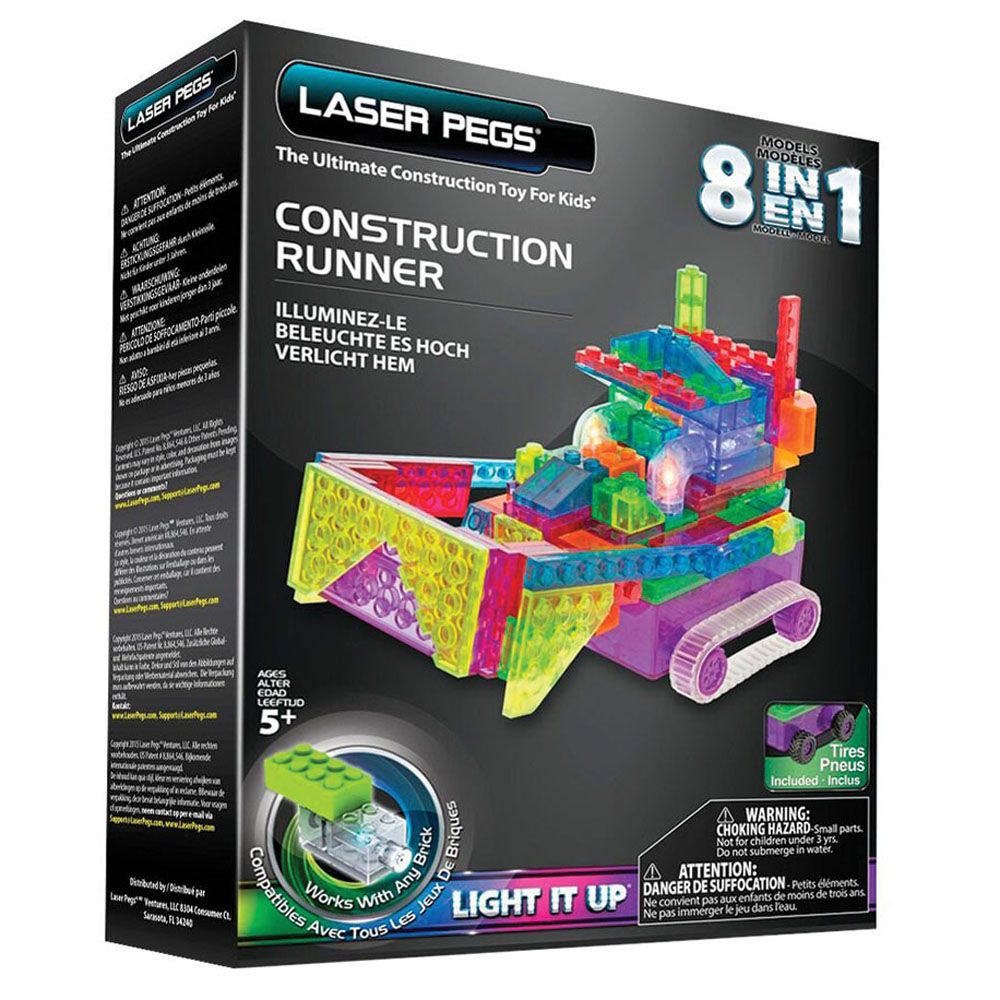 LASER PEGS, Светещ конструктор 8 в 1, Булдозер