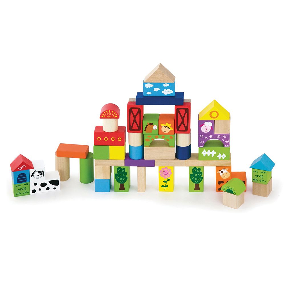 Viga toys, Дървен конструктор, Ферма, 50 части