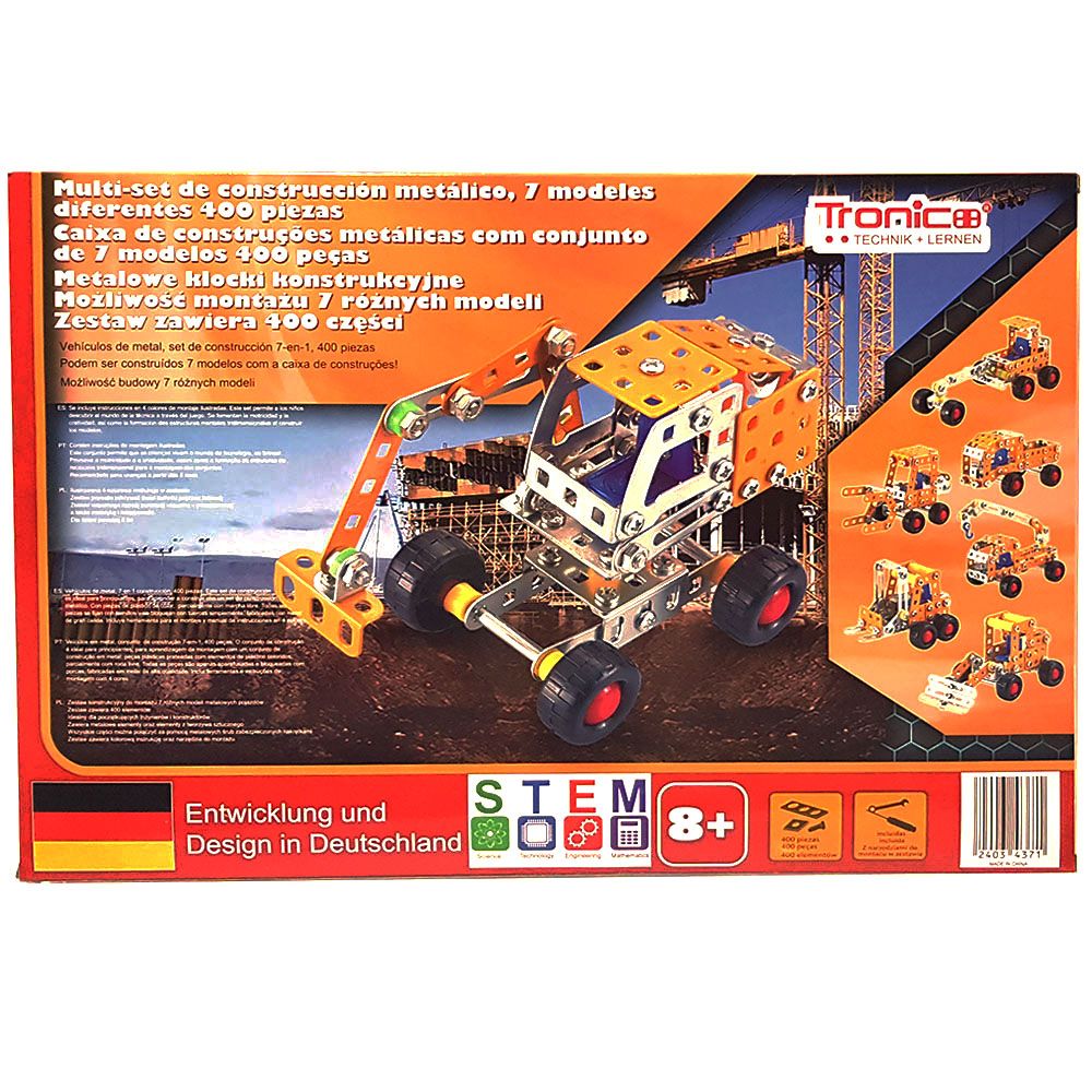 Tronico, Метален конструктор, 7 в 1, 400 елемента, Строителни машини