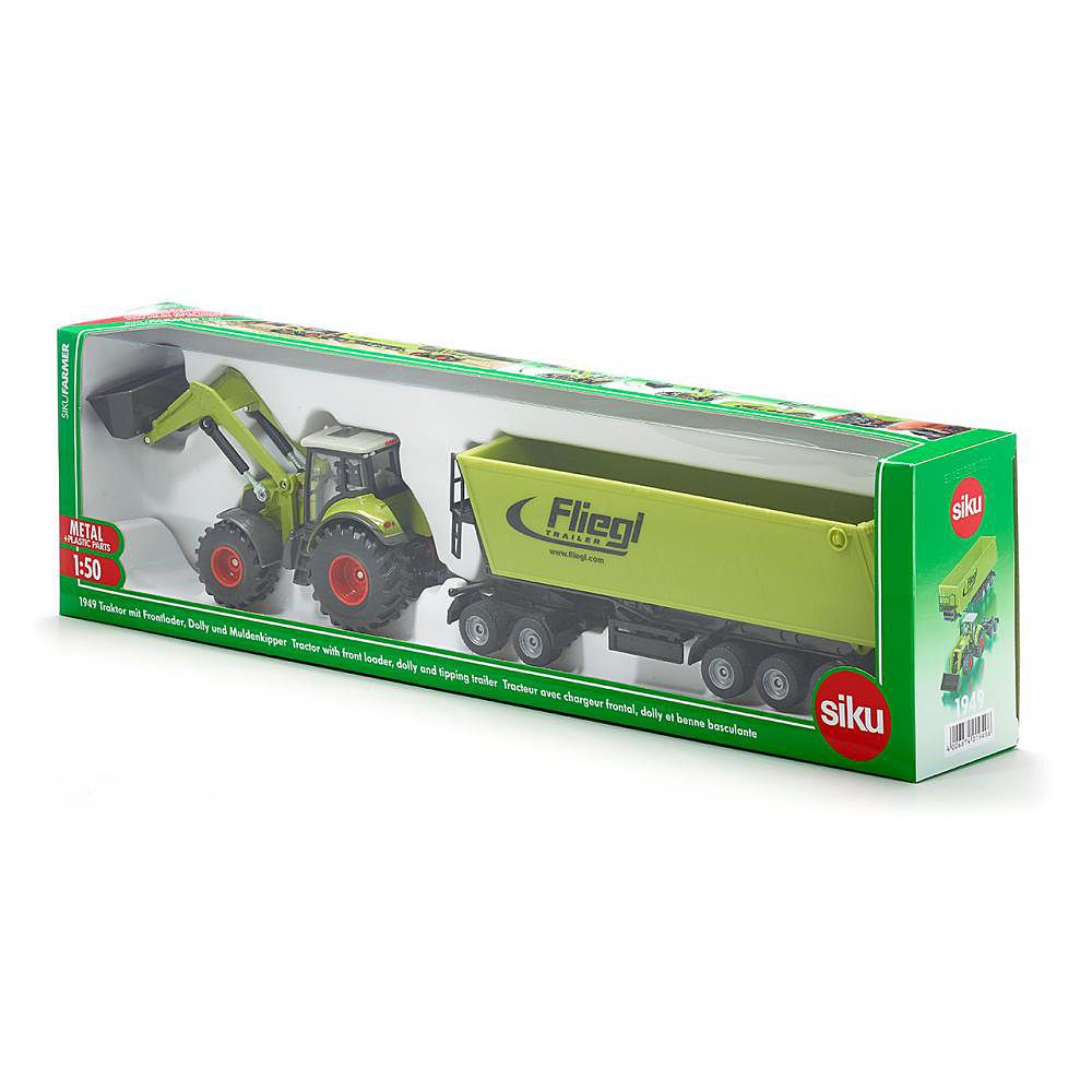 Трактор Claas Axion 850 с преден товарач и с ремарке
