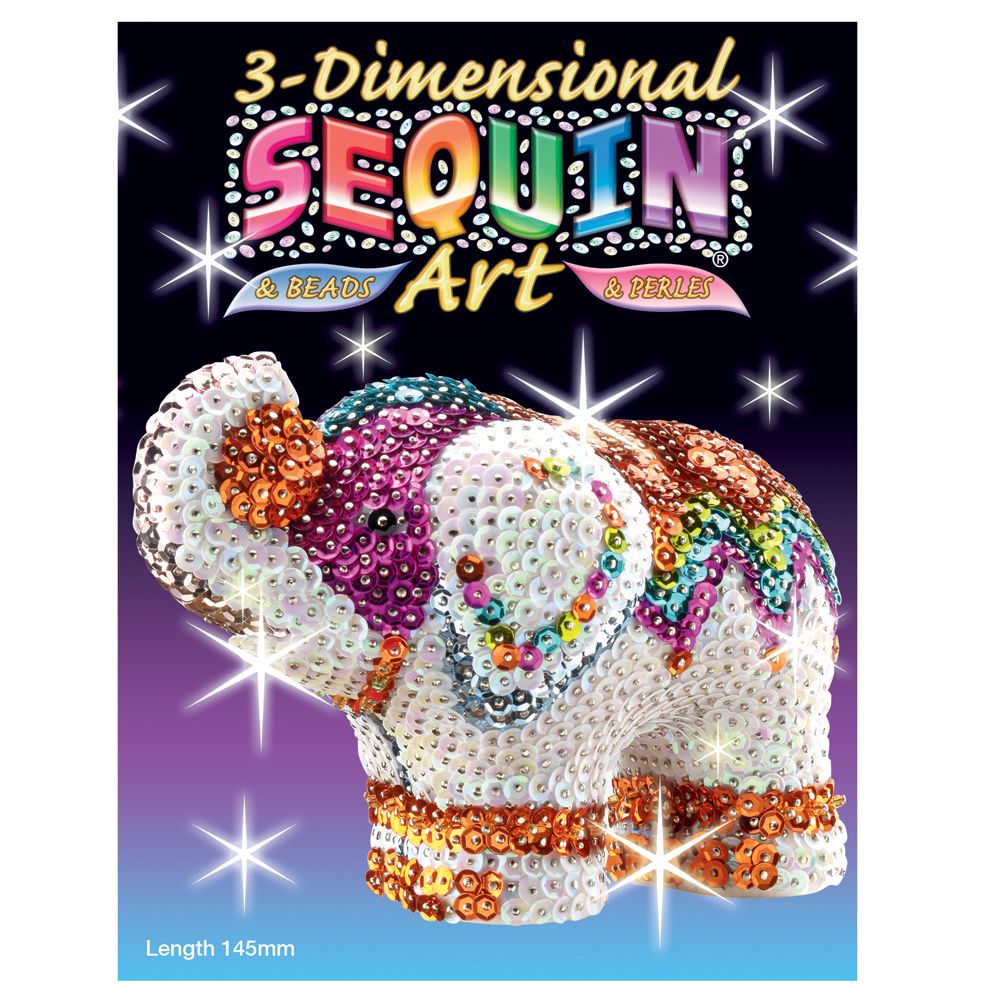 Sequin art, 3D фигурка от пайети - Слонче
