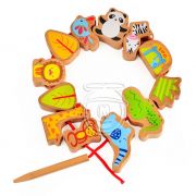 Комплект дървени фигурки за нанизване, Животните от зоопарка