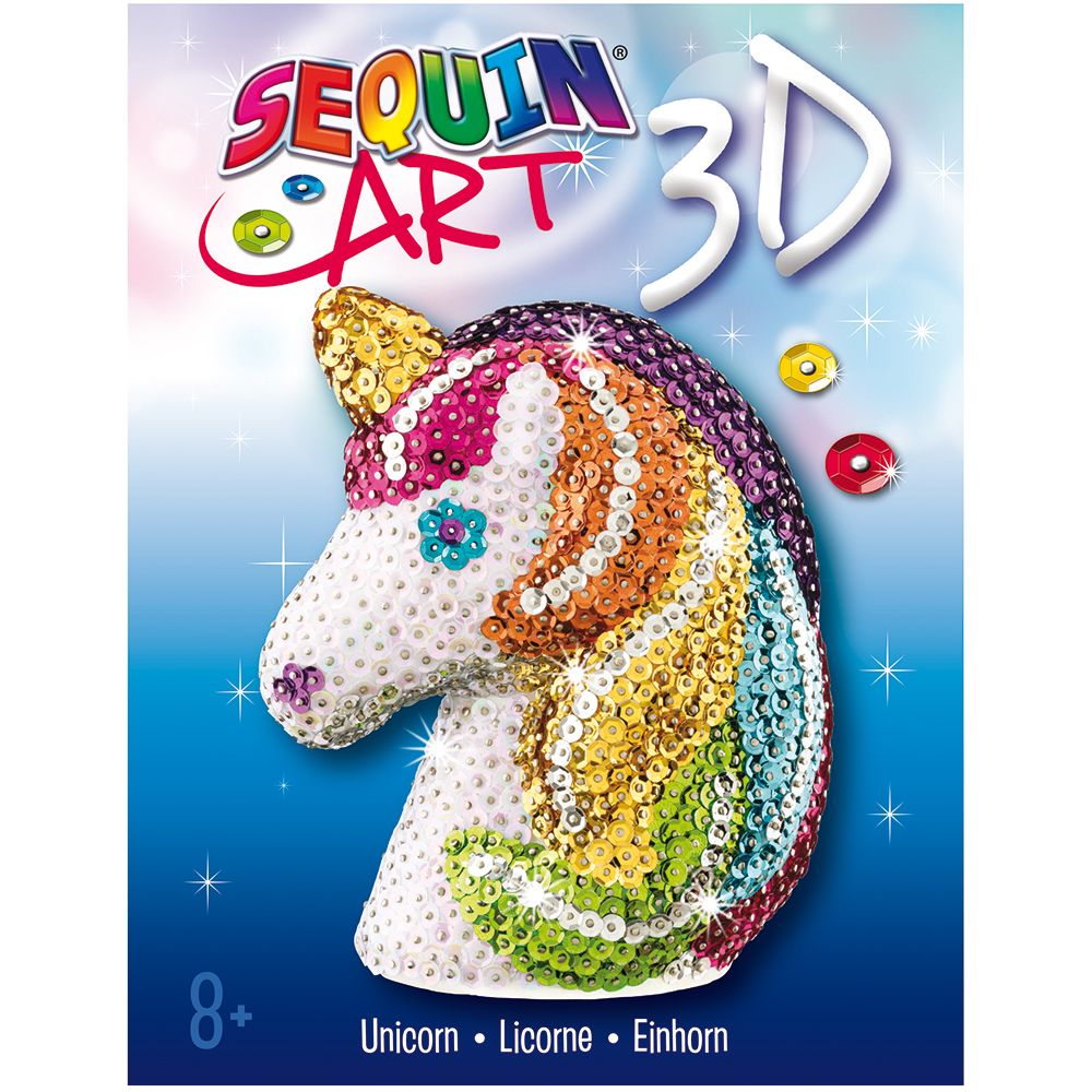 Sequin art, 3D фигурка от пайети, Еднорог