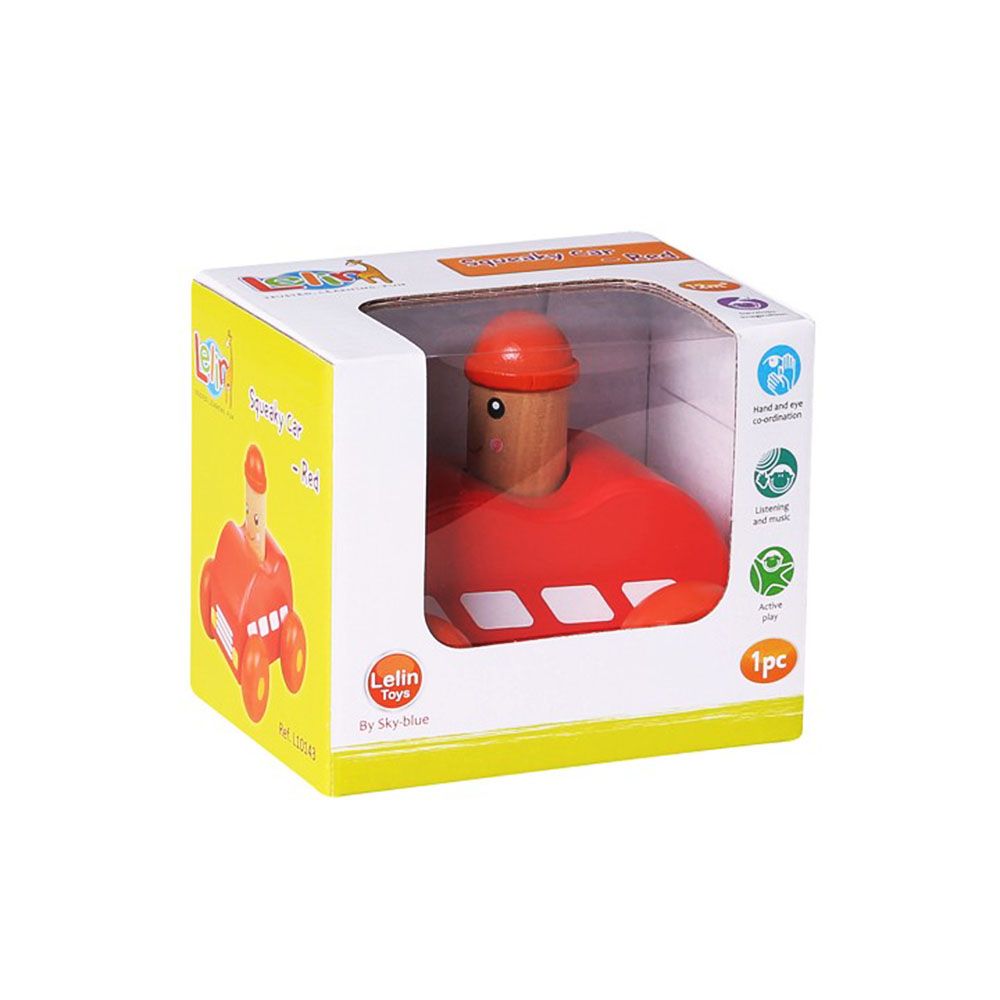 Lelin Toys, Бебешка количка, със звук Бийп, червена