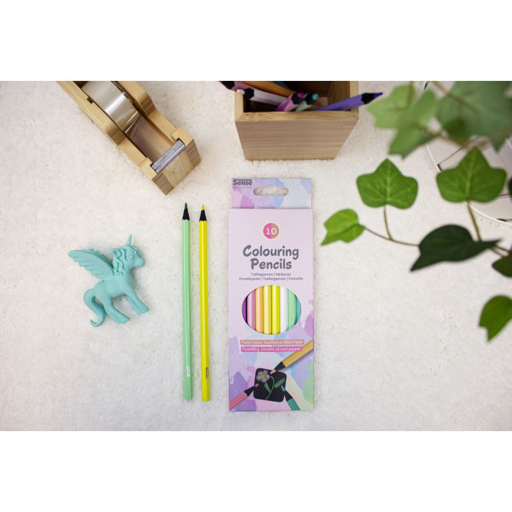 Цветни моливи, пастелни цветове, 10 бр.