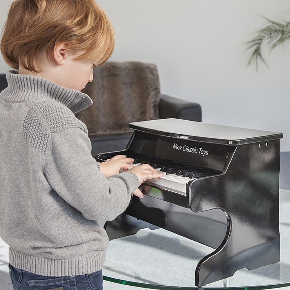 Детско дървено електронно пиано, черно