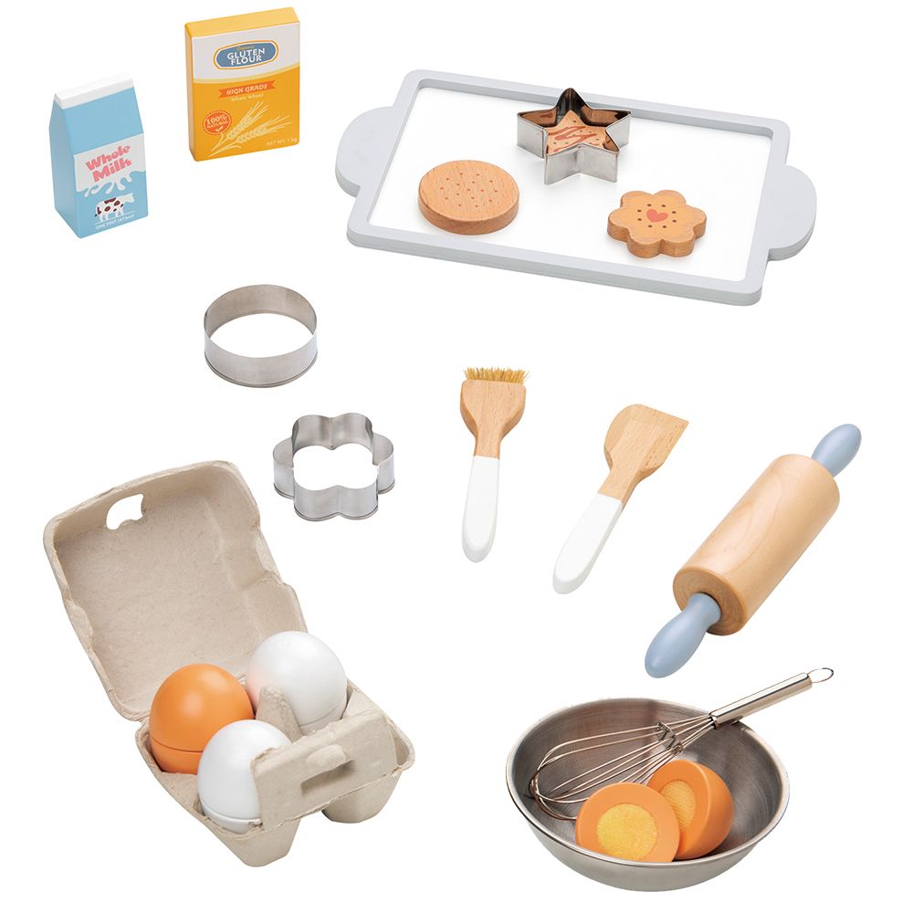 Lelin Toys, Комплект за печене с дървени продукти и аксесоари