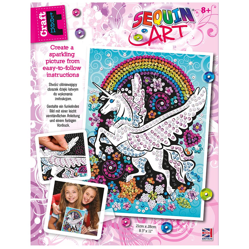 CRAFT TEEN, Изкуство с пайети, Летящ еднорог, Sequin art