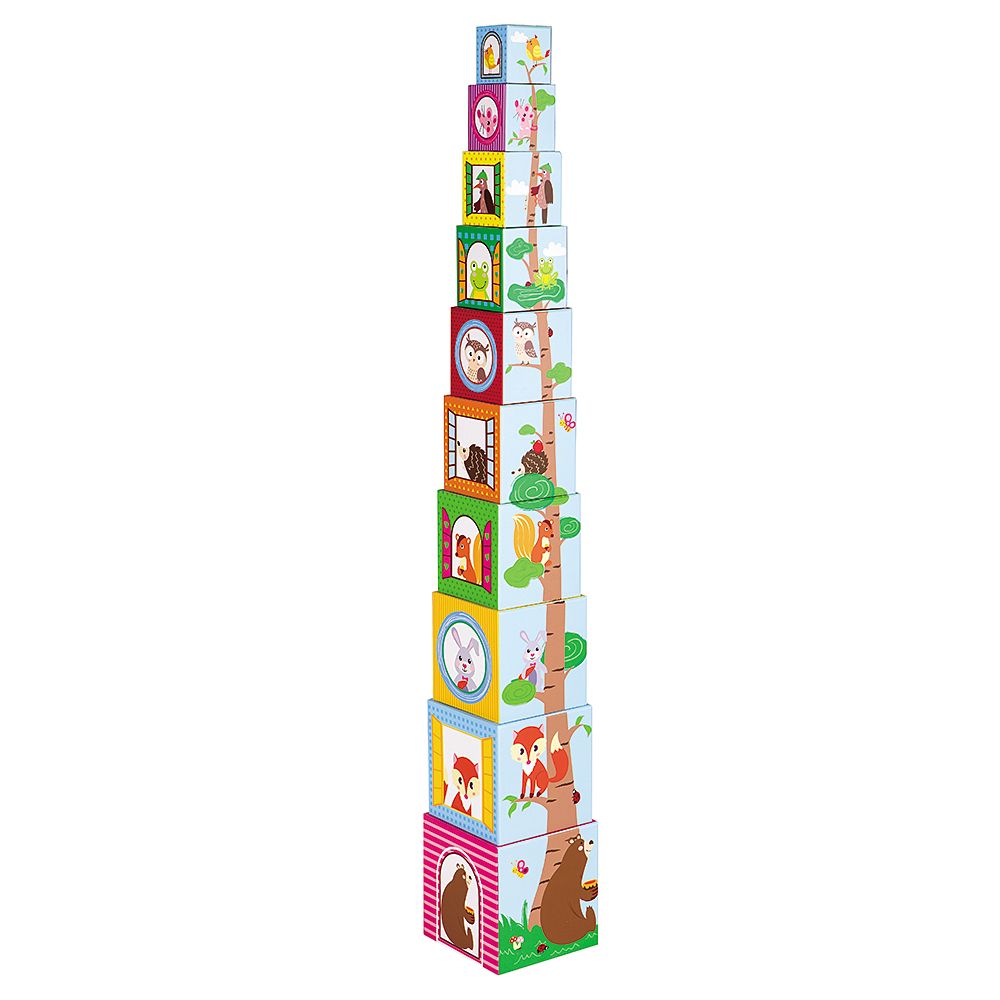 Кула от картонени кубчета за най-малките, Весели животни